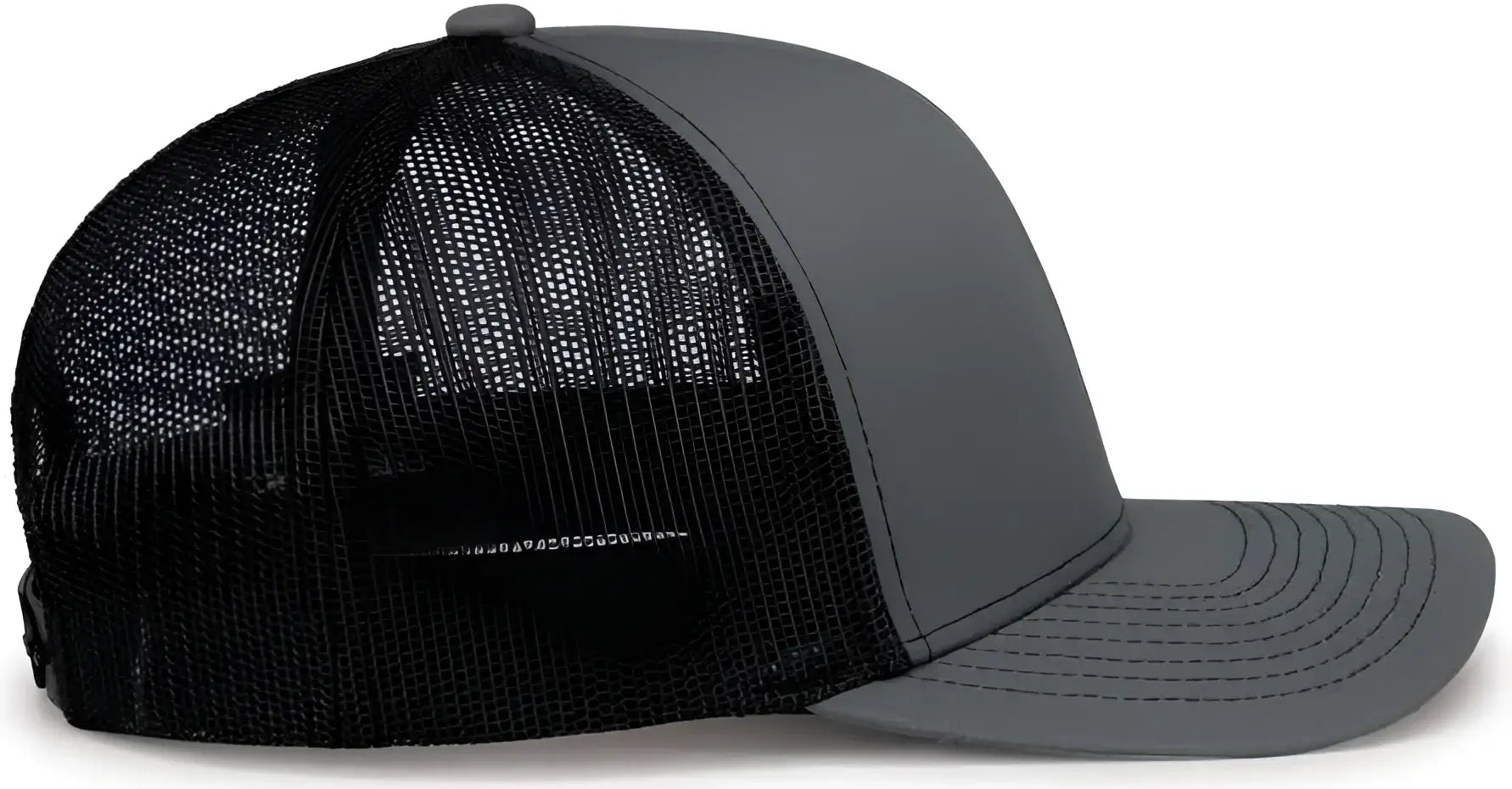 Pacific Headwear 104S Contrast Stitch Snapback Trucker Cap - Graphite Black Graphite - Dark Gray Black / 7’’ - 7 7/8’’