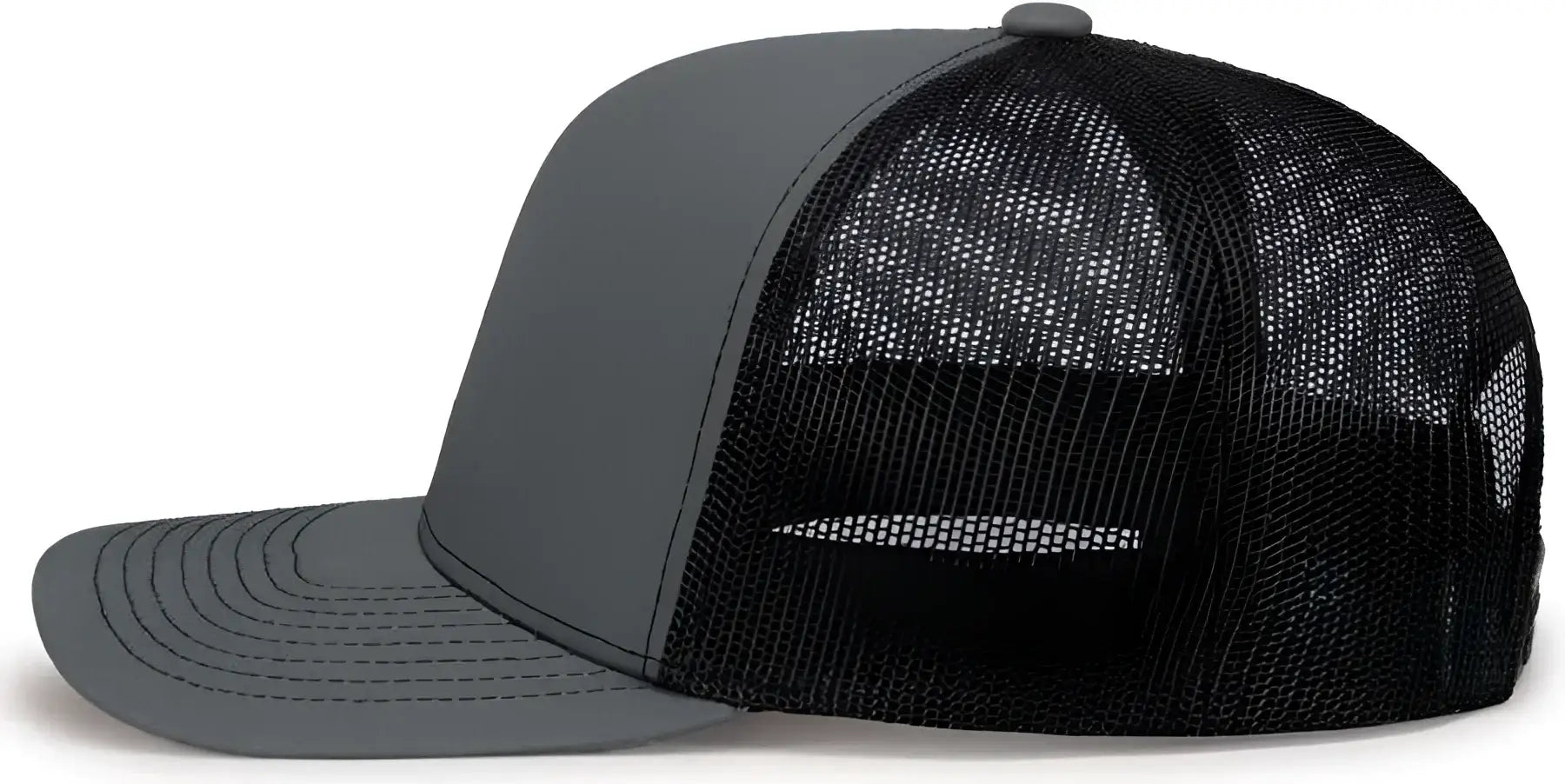 Pacific Headwear 104S Contrast Stitch Snapback Trucker Cap - Graphite Black Graphite - Dark Gray Black / 7’’ - 7 7/8’’