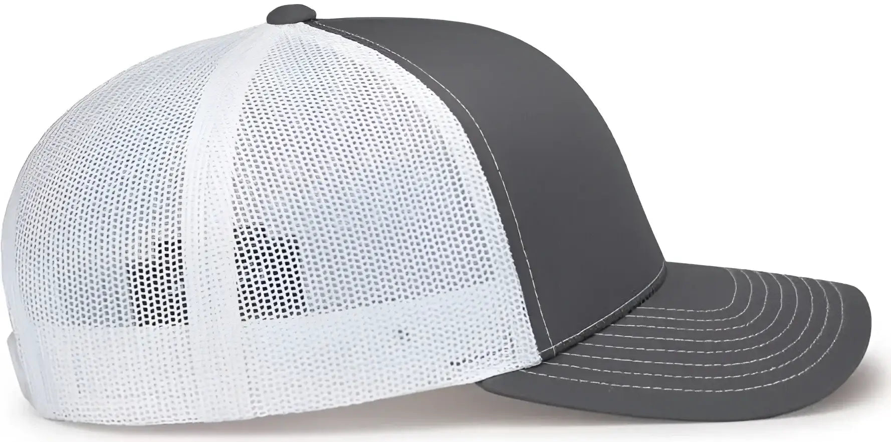 Pacific Headwear 104S Contrast Stitch Snapback Trucker Cap - Graphite White Graphite - Dark Gray White / 7’’ - 7 7/8’’
