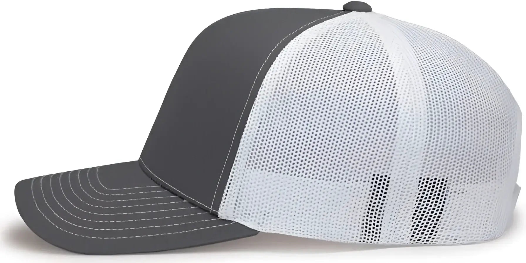 Pacific Headwear 104S Contrast Stitch Snapback Trucker Cap - Graphite White Graphite - Dark Gray White / 7’’ - 7 7/8’’