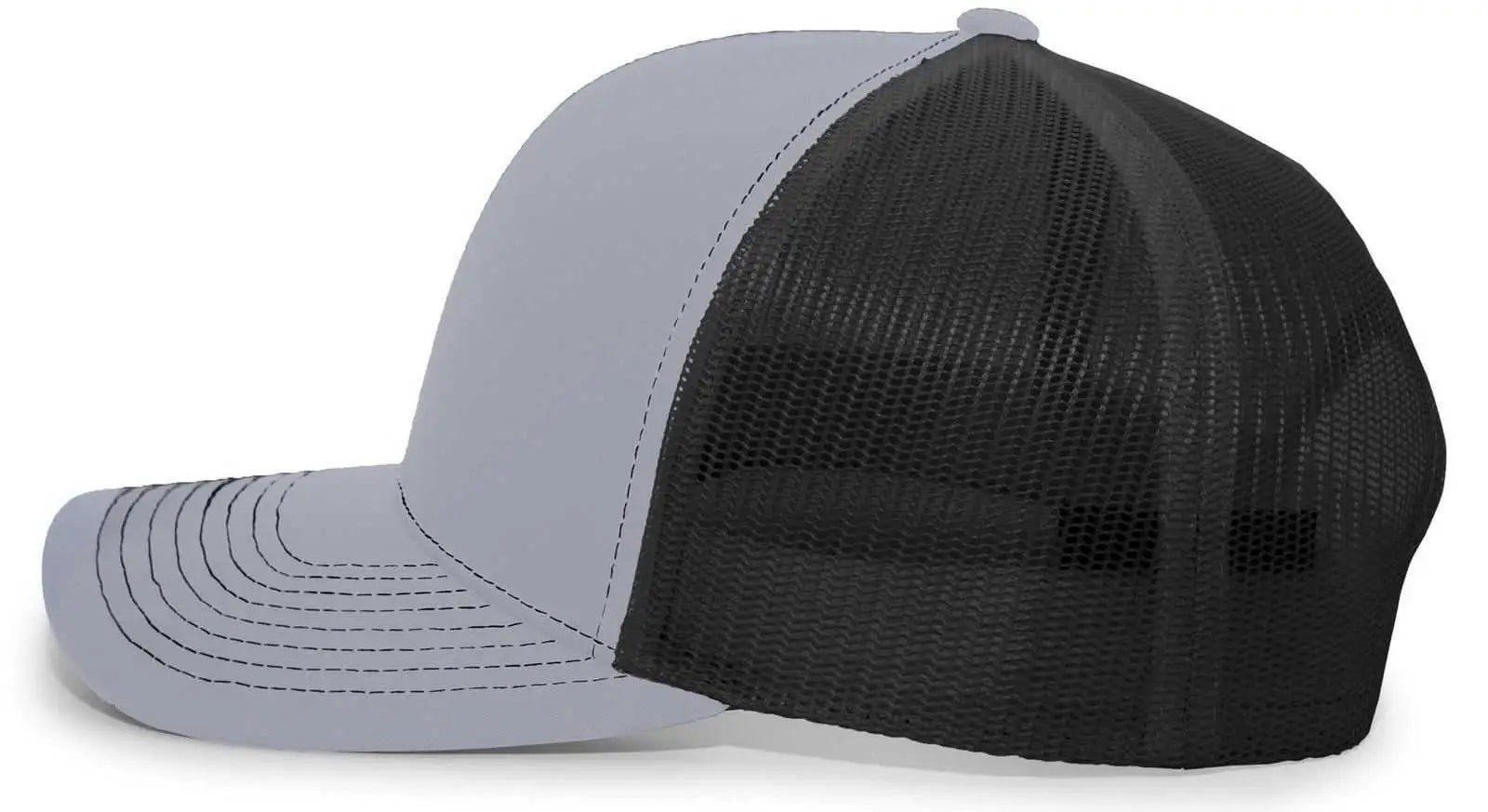 Pacific Headwear 104S Contrast Stitch Snapback Trucker Cap - Heather Grey Black Heather Gr - Gray White / 7’’ - 7 7/8’’