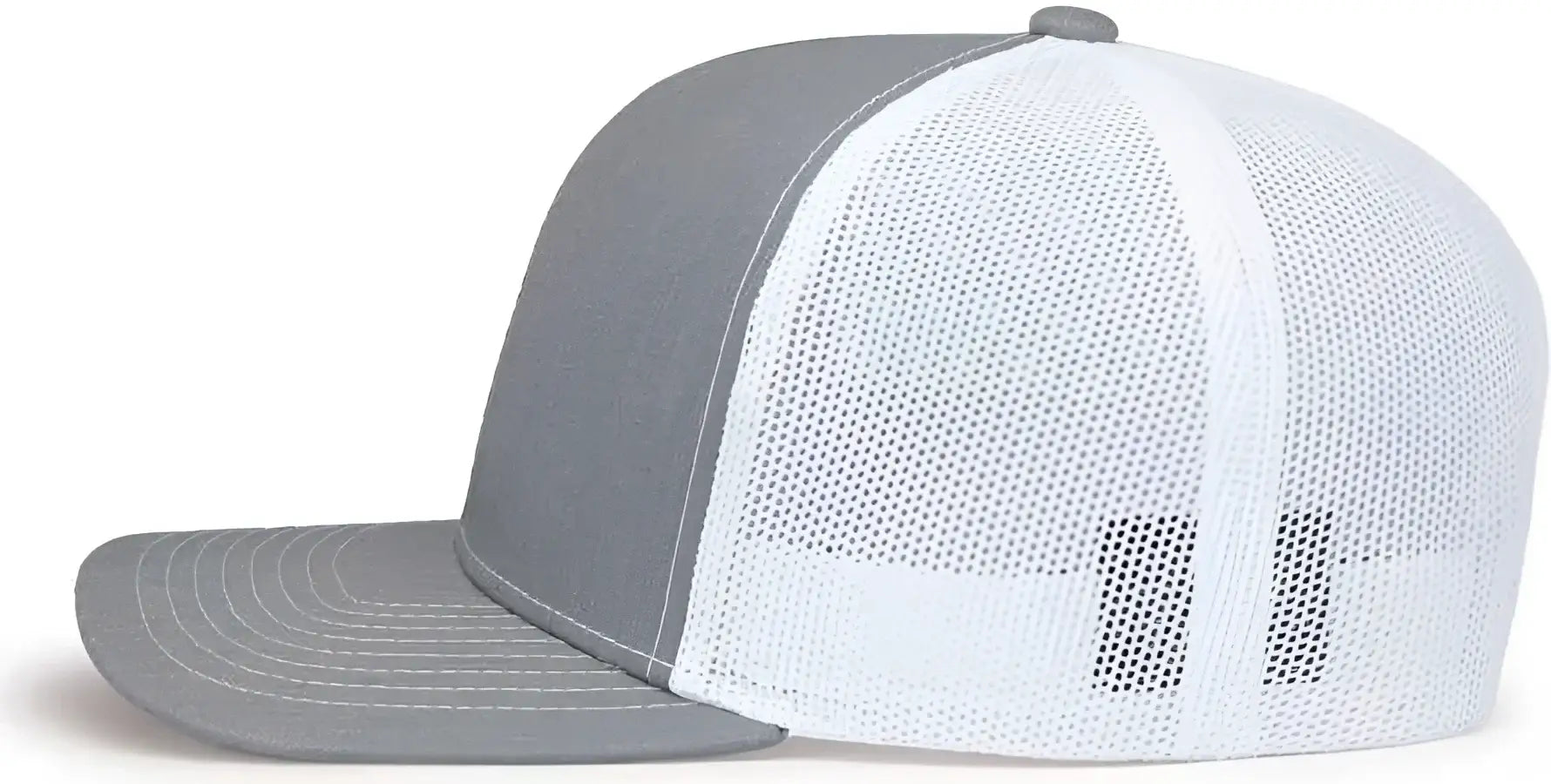 Pacific Headwear 104S Contrast Stitch Snapback Trucker Cap - Heather Grey White Heather Gr - Gray White / 7’’ - 7 7/8’’