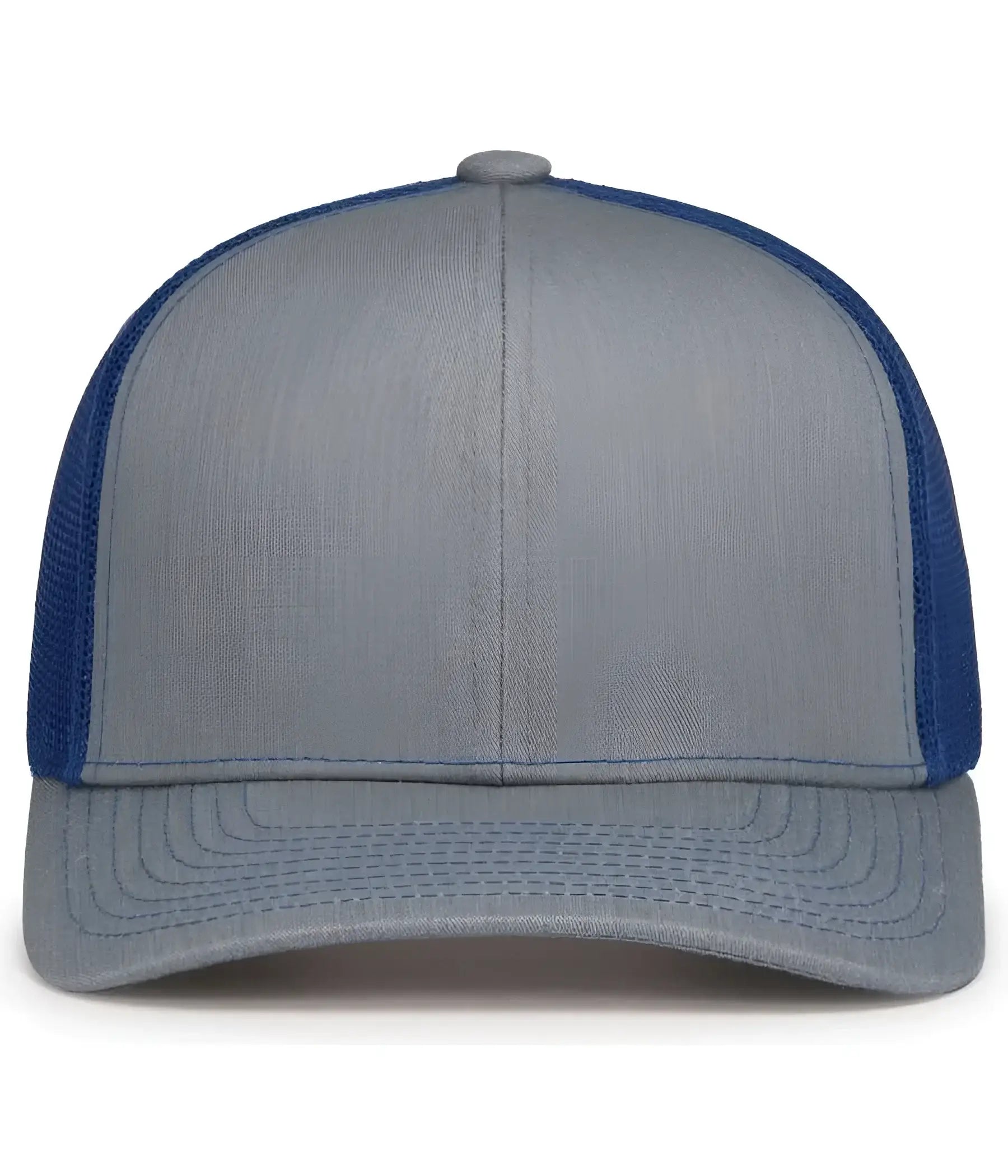 Pacific Headwear 104S Contrast Stitch Snapback Trucker Cap - HeatherGrey Royal Heather Grey - Gray Royal / 7’’ - 7 7/8’’