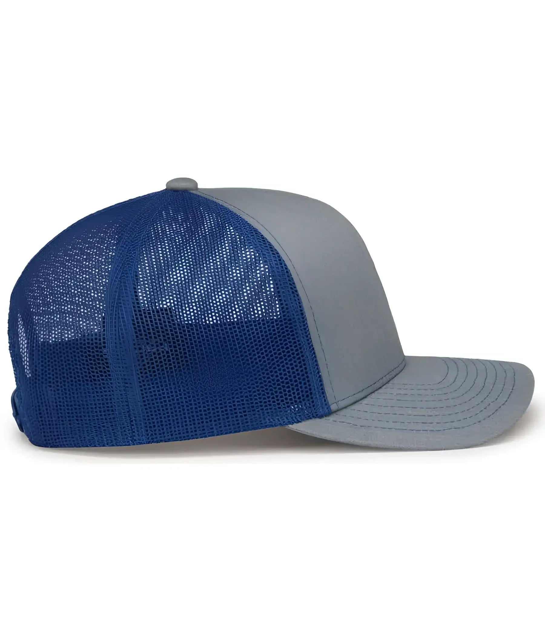 Pacific Headwear 104S Contrast Stitch Snapback Trucker Cap - HeatherGrey Royal Heather Grey - Gray Royal / 7’’ - 7 7/8’’