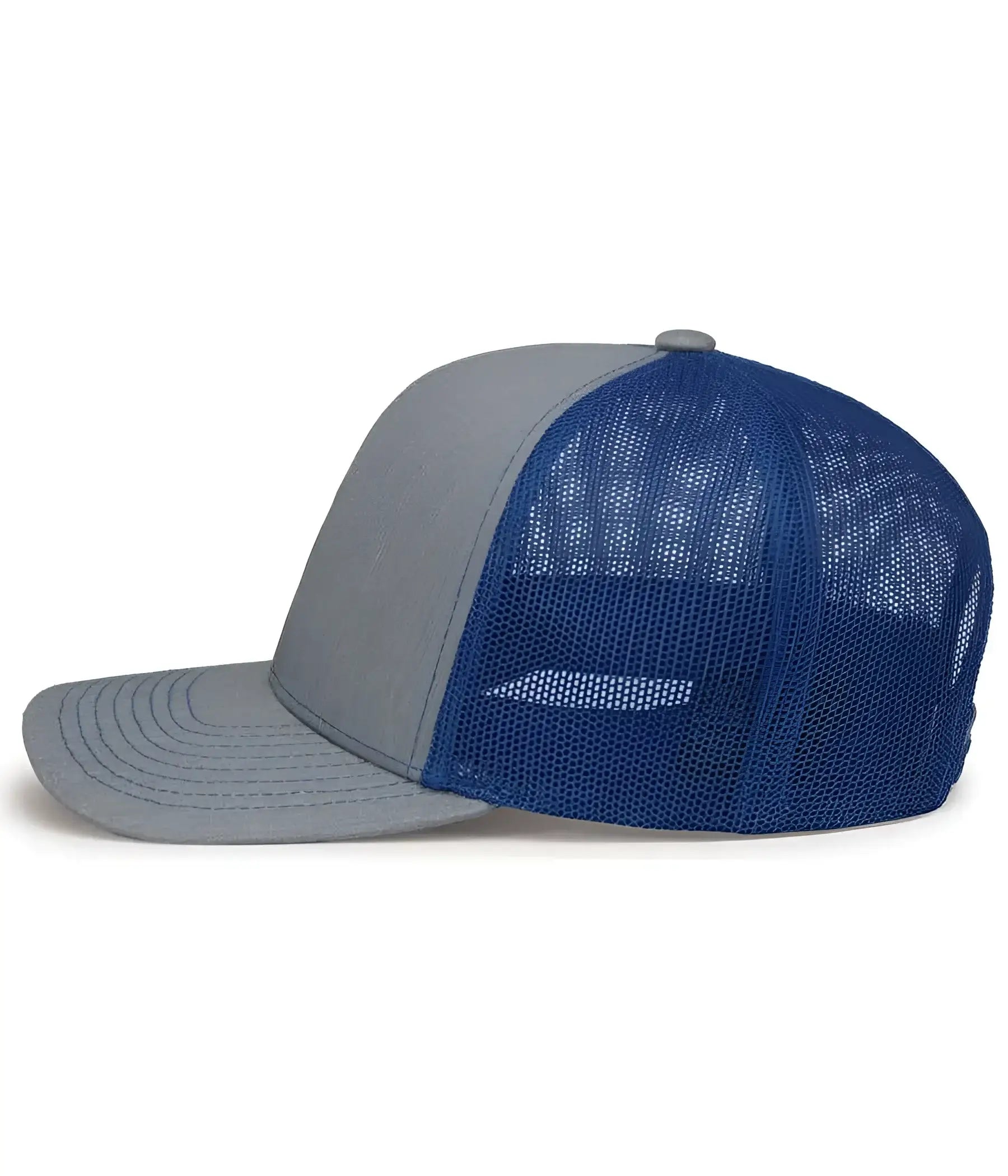 Pacific Headwear 104S Contrast Stitch Snapback Trucker Cap - HeatherGrey Royal Heather Grey - Gray Royal / 7’’ - 7 7/8’’