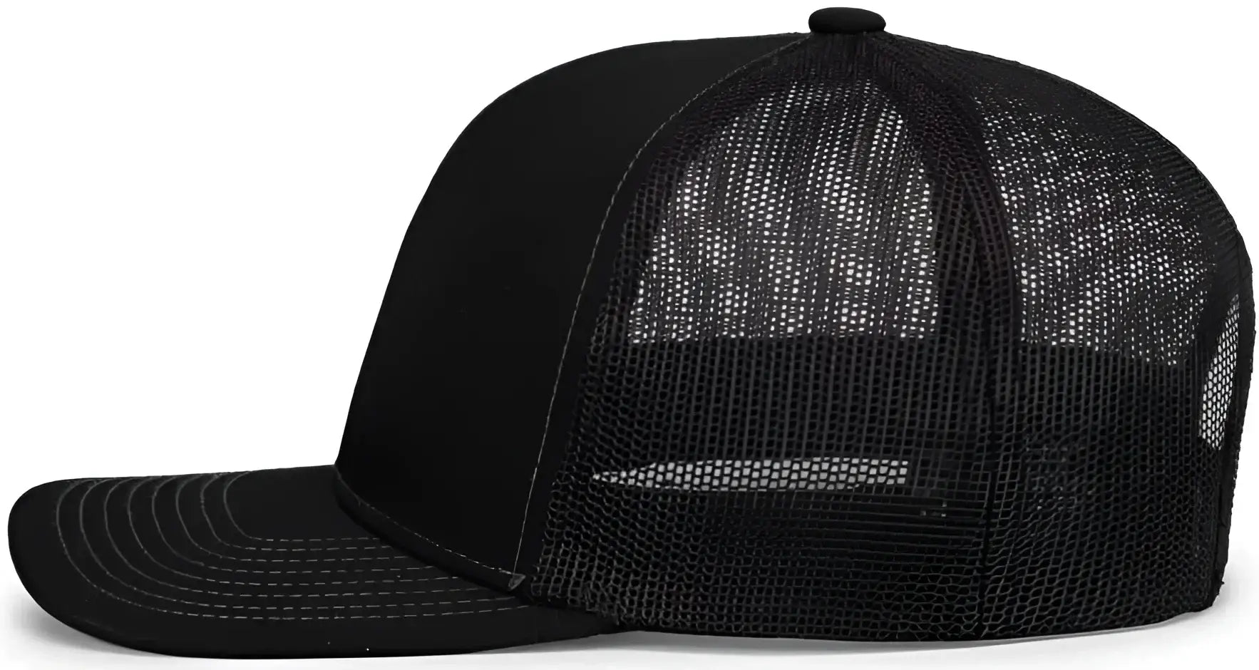 Pacific Headwear 104S Contrast Stitch Trucker Snapback - Black Graphite - Black Dark Gray / 7’’ 7 7/8’’