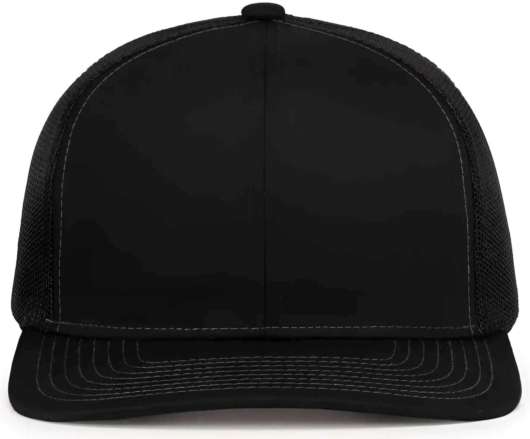 Pacific Headwear 104S Contrast Stitch Trucker Snapback - Black Graphite - Black Dark Gray / 7’’ 7 7/8’’
