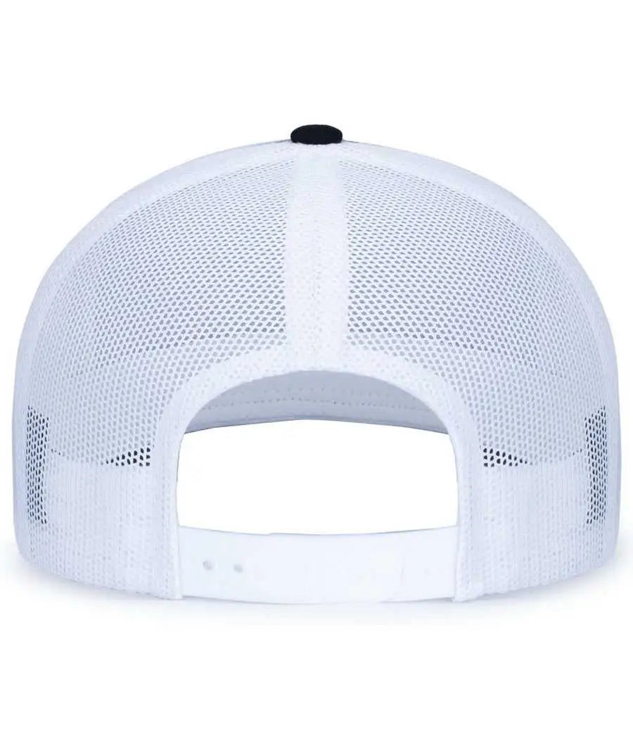 Pacific Headwear 104S Contrast Stitch Trucker Snapback - Heather Grey White Black - Gray White / 7’’ 7 7/8’’