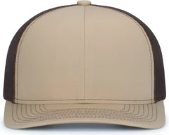 Pacific Headwear 104S Contrast Stitch Trucker Snapback - Khaki Brown Khaki - Khaki Brown / 7’’ 7 7/8’’