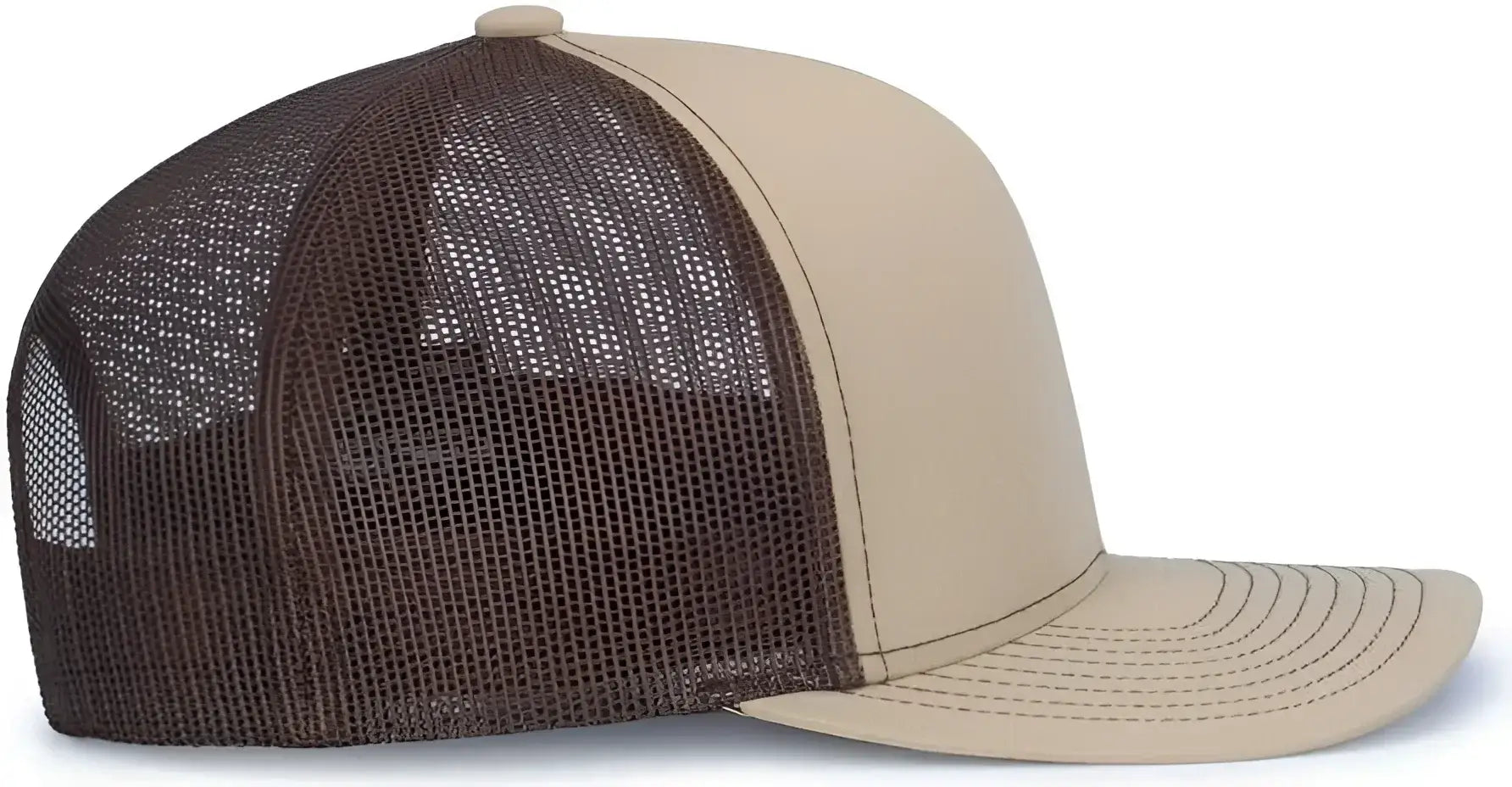 Pacific Headwear 104S Contrast Stitch Trucker Snapback - Khaki Brown Khaki - Khaki Brown / 7’’ 7 7/8’’