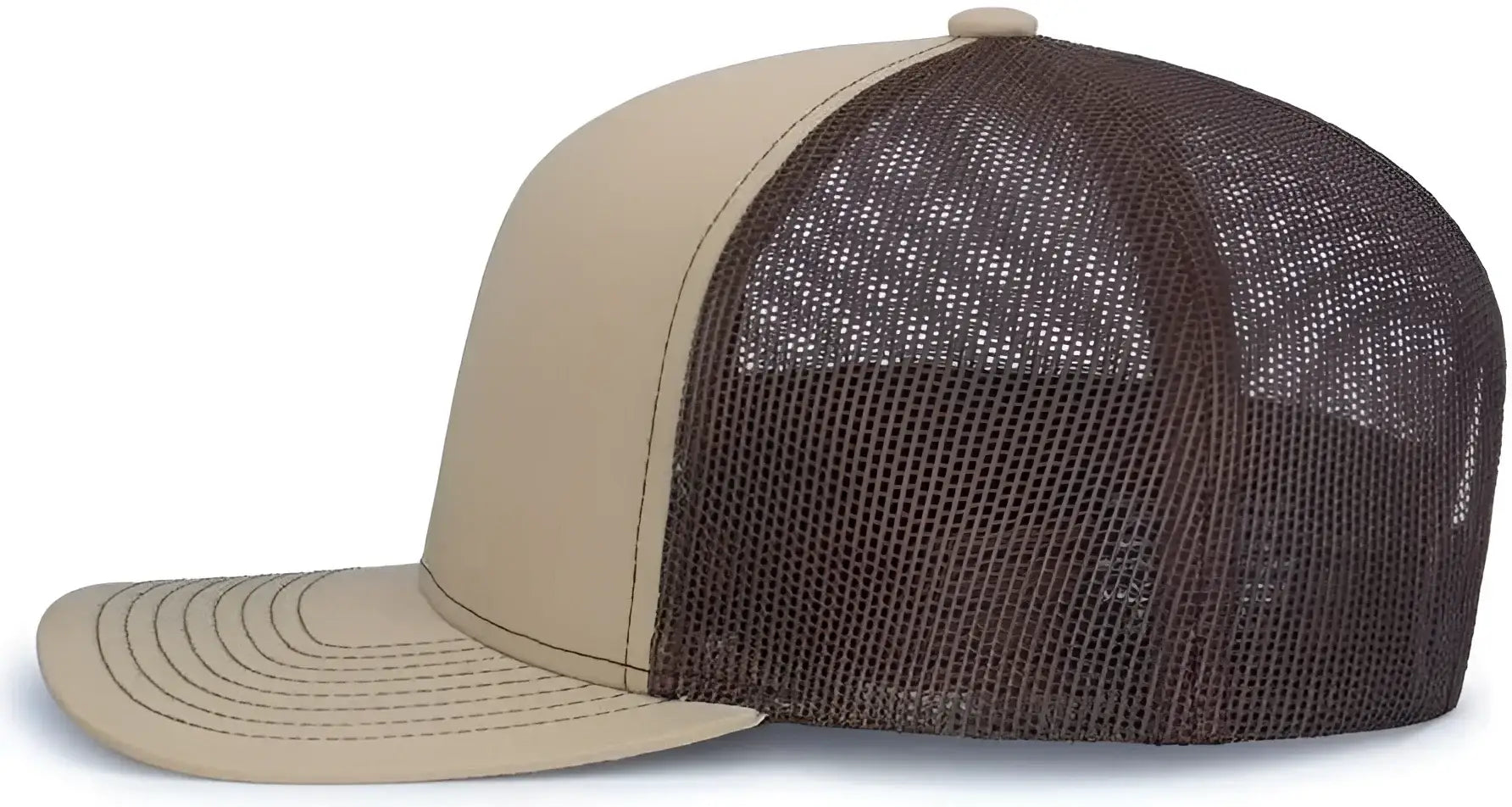 Pacific Headwear 104S Contrast Stitch Trucker Snapback - Khaki Brown Khaki - Khaki Brown / 7’’ 7 7/8’’