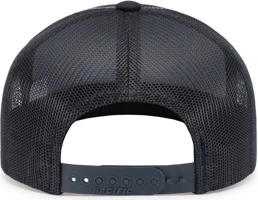 Pacific Headwear 104S Contrast Stitch Trucker Snapback - Navy White - Navy White / 7’’ 7 7/8’’