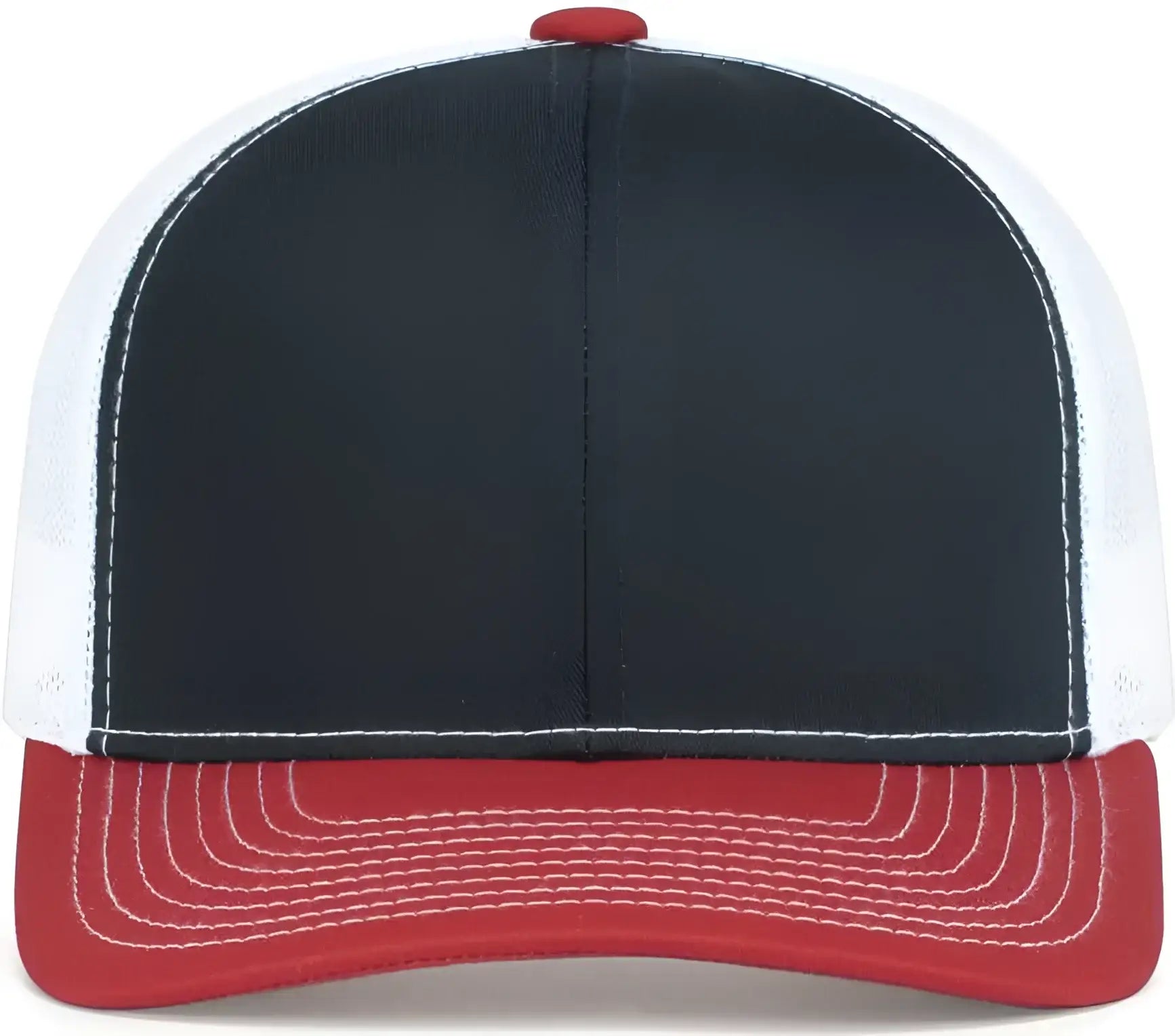 Pacific Headwear 104S Contrast Stitch Trucker Snapback - Navy White Red - Navy Red / 7’’ 7 7/8’’