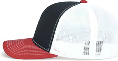 Pacific Headwear 104S Contrast Stitch Trucker Snapback - Navy White Red - Navy Red / 7’’ 7 7/8’’
