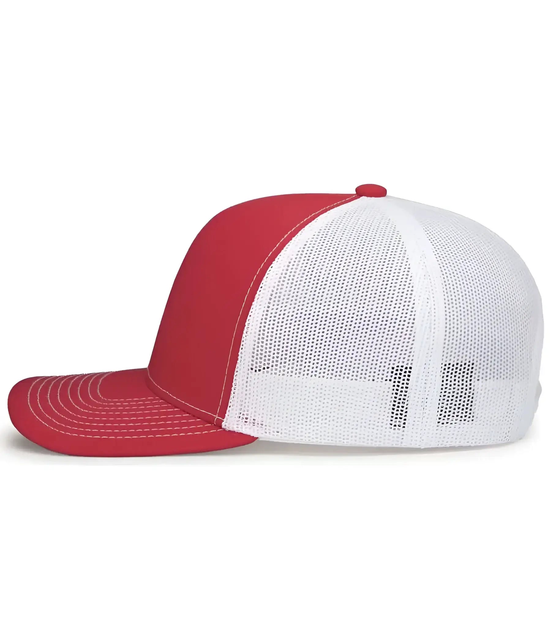 Pacific Headwear 104S Contrast Stitch Trucker Snapback - Red White Red - Red White Red / 7’’ - 7 7/8’’