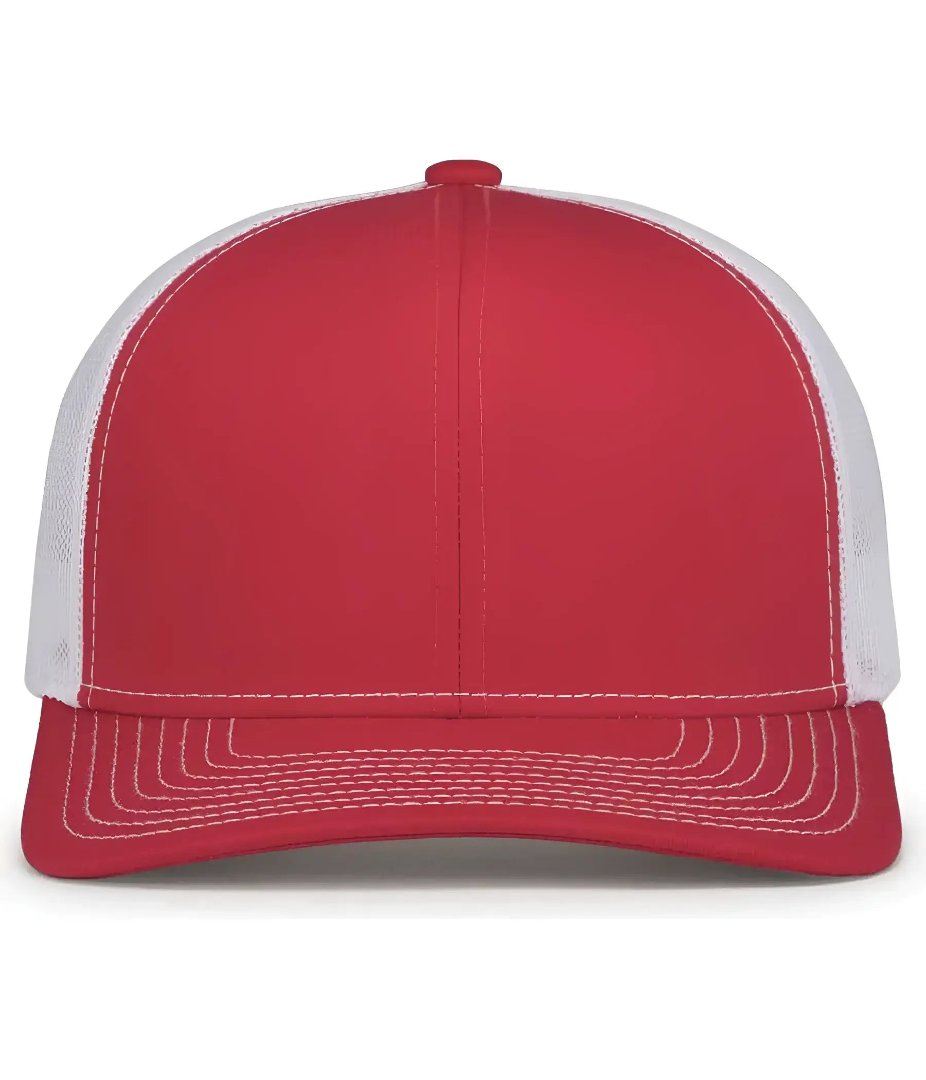 Pacific Headwear 104S Contrast Stitch Trucker Snapback - Red White Red - Red White Red / 7’’ - 7 7/8’’