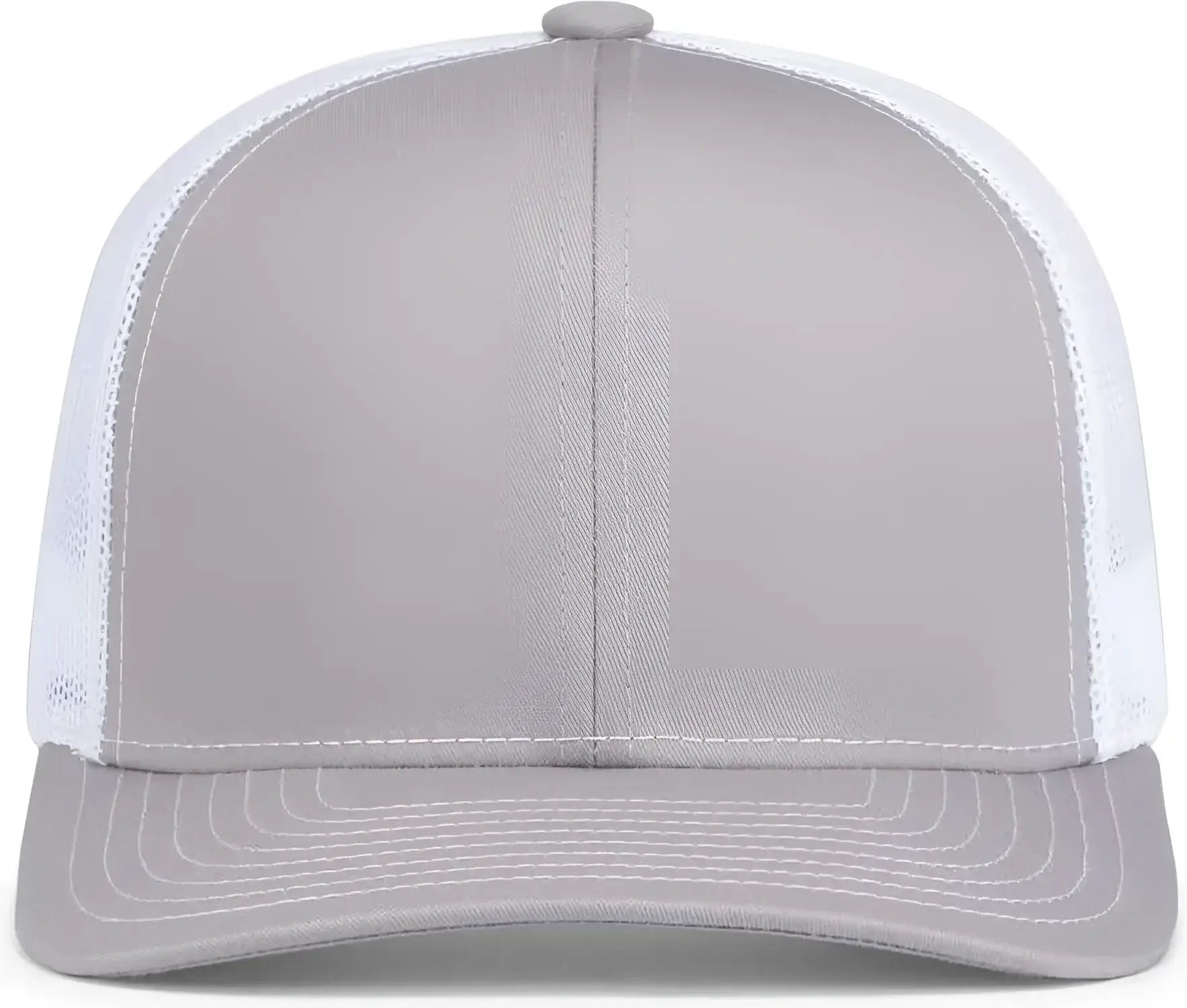 Pacific Headwear 104S Contrast Stitch Trucker Snapback - Silver White Silver - Light Gary White / 7’’ 7 7/8’’