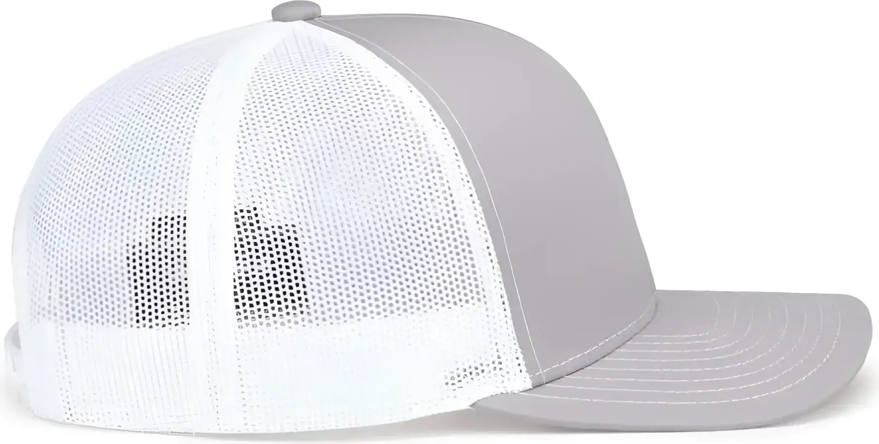 Pacific Headwear 104S Contrast Stitch Trucker Snapback - Silver White Silver - Light Gary White / 7’’ 7 7/8’’