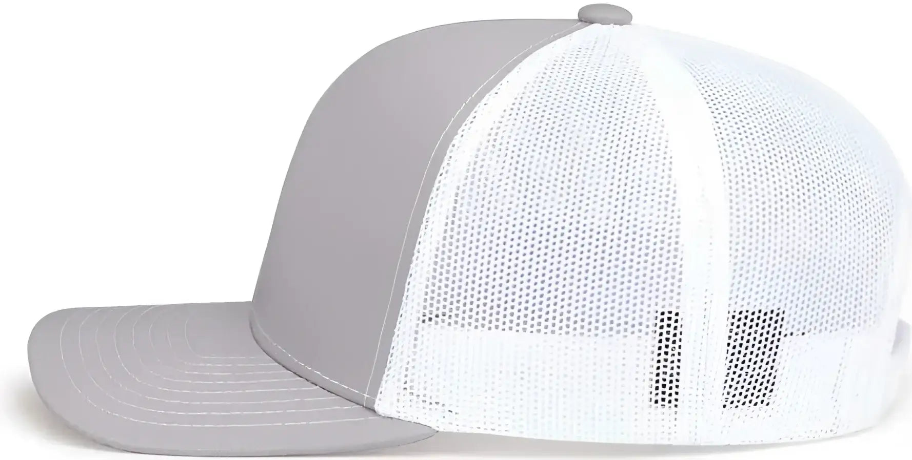 Pacific Headwear 104S Contrast Stitch Trucker Snapback - Silver White Silver - Light Gary White / 7’’ 7 7/8’’