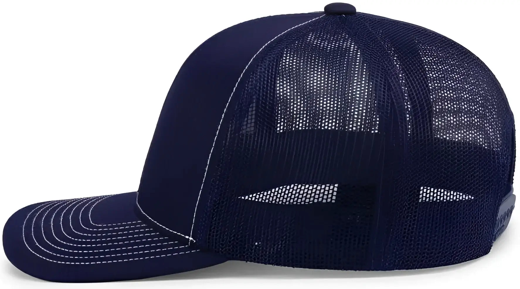 Pacific Headwear 104S Contrast Stitch Trucker Snapback - True Navy White - True Navy White / 7’’ - 7 7/8’’