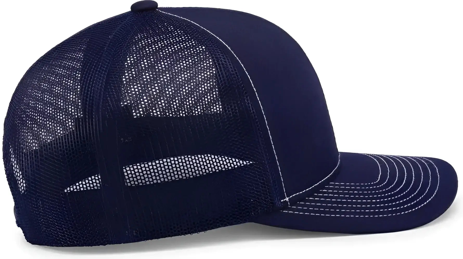 Pacific Headwear 104S Contrast Stitch Trucker Snapback - True Navy White - True Navy White / 7’’ - 7 7/8’’