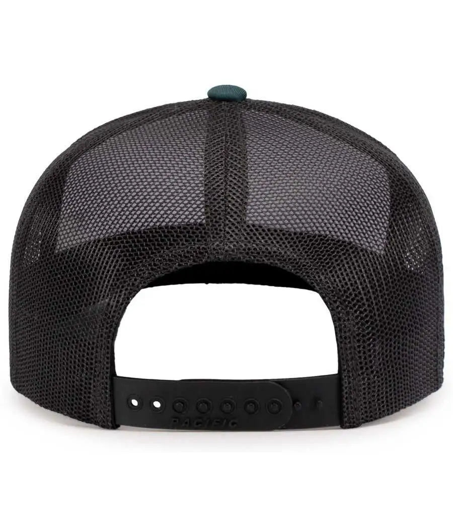 Pacific Headwear 104S Contrast Stitch Trucker Snapback - White Light Charcoal Dark Teal - White Teal / 7’’ 7 7/8’’