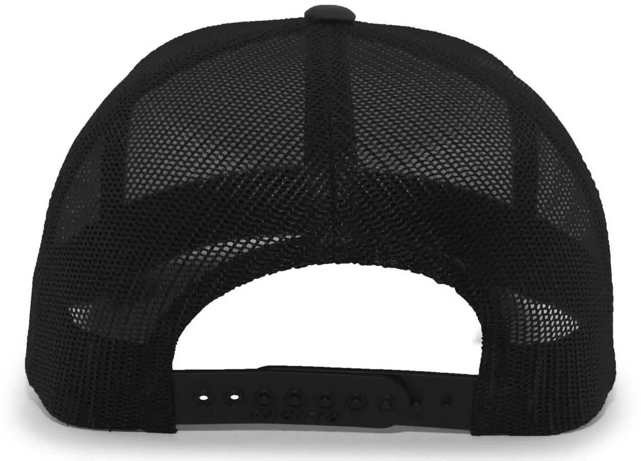 Pacific Headwear 105C 5-Panel Trucker Snapback Cap - Black Black - Black / 7’’ - 7 7/8’’