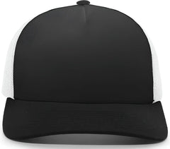 Pacific Headwear 105C 5-Panel Trucker Snapback Cap - Black White Black - Black White / 7’’ - 7 7/8’’