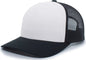 Pacific Headwear 105C 5-Panel Trucker Snapback Cap - Black White Black - Black White / 7’’ - 7 7/8’’