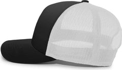 Pacific Headwear 105C 5-Panel Trucker Snapback Cap - Black White Black - Black White / 7’’ - 7 7/8’’