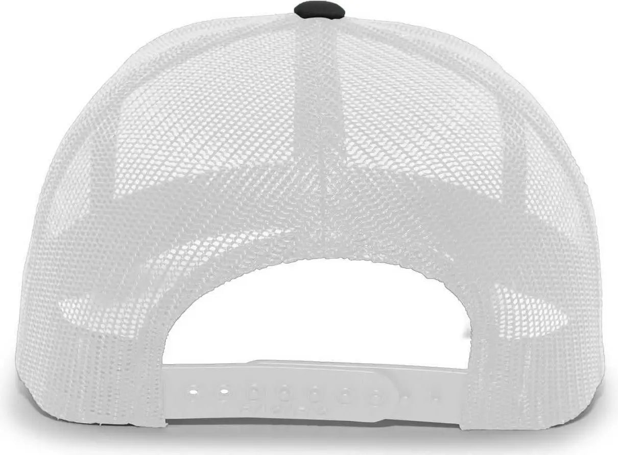 Pacific Headwear 105C 5-Panel Trucker Snapback Cap - Black White Black - Black White / 7’’ - 7 7/8’’