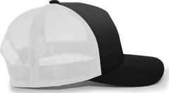 Pacific Headwear 105C 5-Panel Trucker Snapback Cap - Black White Black - Black White / 7’’ - 7 7/8’’