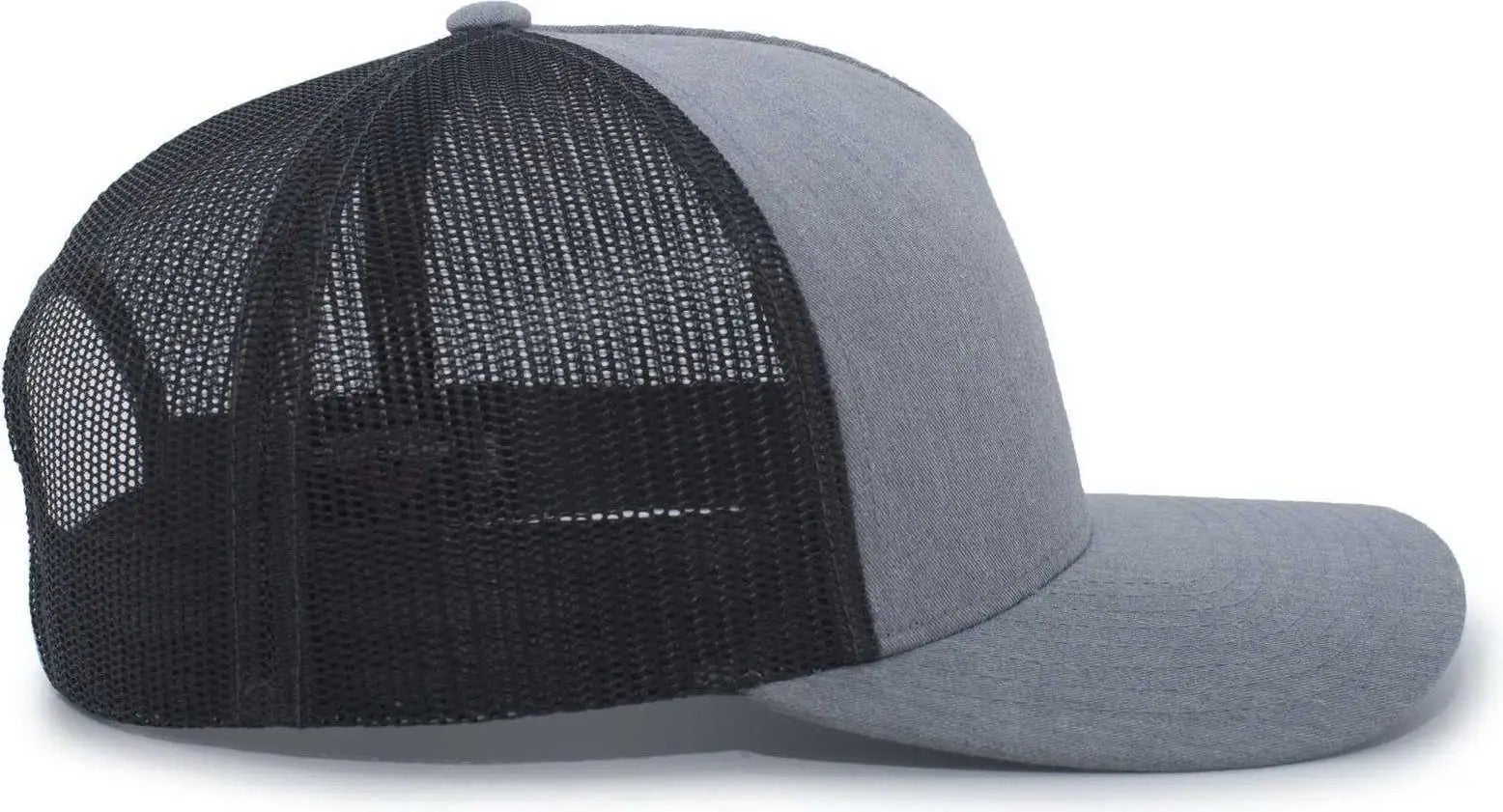 Pacific Headwear 105C 5-Panel Trucker Snapback Cap - Heather Grey Lt Charcoal - Gray Dark Gray / 7’’ - 7 7/8’’