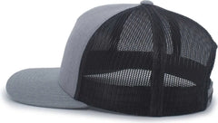 Pacific Headwear 105C 5-Panel Trucker Snapback Cap - Heather Grey Lt Charcoal - Gray Dark Gray / 7’’ - 7 7/8’’