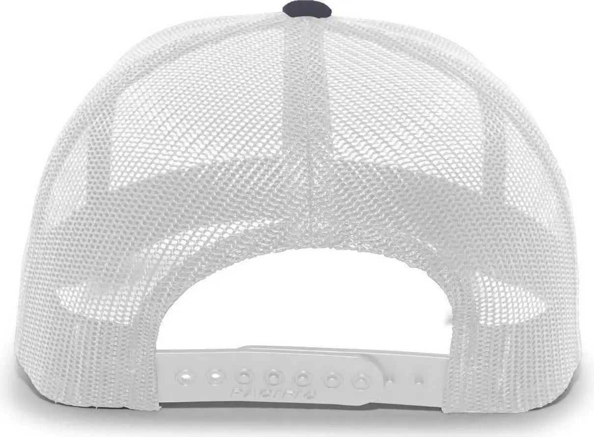 Pacific Headwear 105C 5-Panel Trucker Snapback Cap - Navy White - Navy White / 7’’ - 7 7/8’’