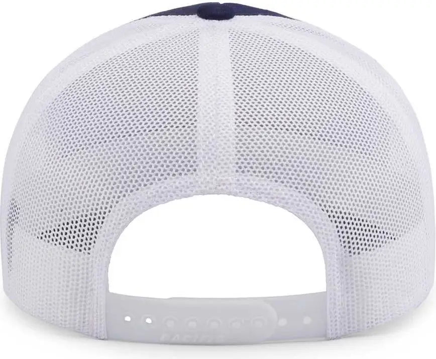 Pacific Headwear 105C 5-Panel Trucker Snapback Cap - True Navy White True Navy - True Navy White True Navy / 7’’ - 7