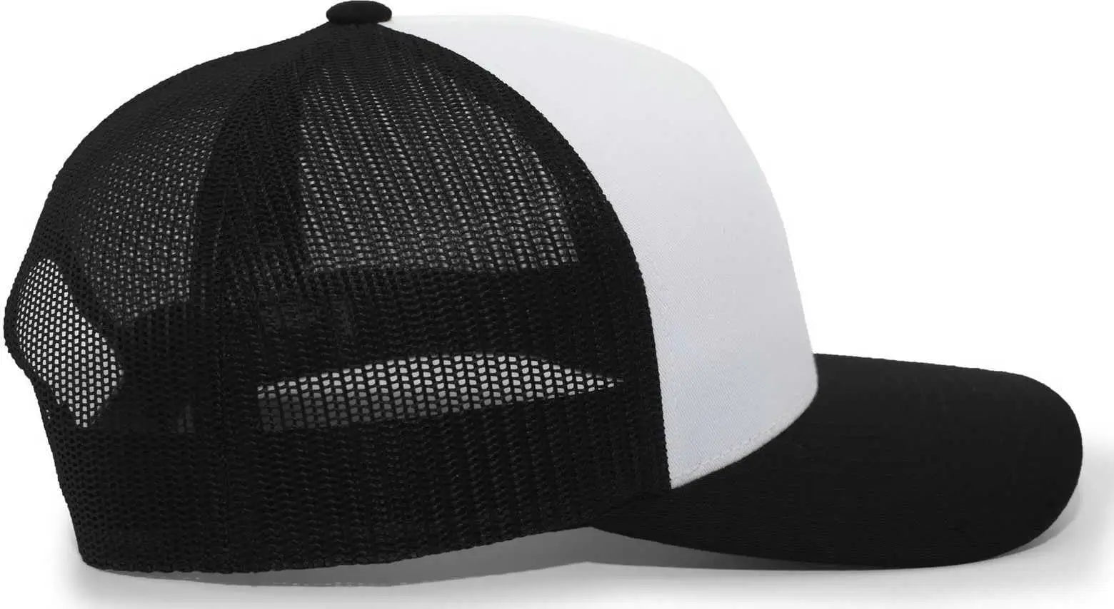 Pacific Headwear 105C 5-Panel Trucker Snapback Cap - White Black Black - White Black Black / 7’’ - 7 7/8’’