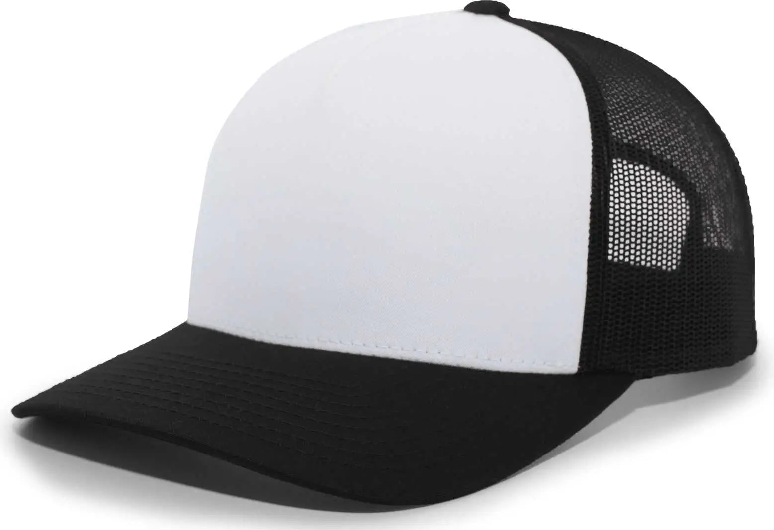 Pacific Headwear 105C 5-Panel Trucker Snapback Cap - White Black Black - White Black Black / 7’’ - 7 7/8’’