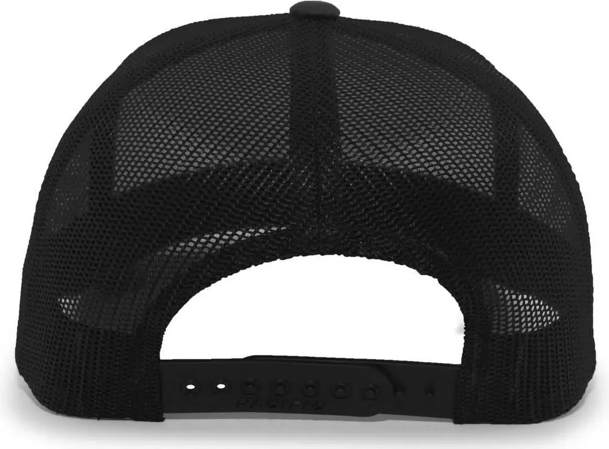 Pacific Headwear 105C 5-Panel Trucker Snapback Cap - White Black Black - White Black Black / 7’’ - 7 7/8’’