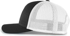 Pacific Headwear 105P Perforated 5 Panel Trucker Snapback Cap Black White Black Black White / 7’’ 7 7/8’’