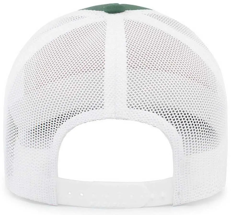 Pacific Headwear 105P Perforated 5 Panel Trucker Snapback Cap - Dark Green White Gold - Forest Gold / 7’’ 7 7/8’’