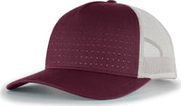 Pacific Headwear 105P Perforated 5 Panel Trucker Snapback Cap Dark Maroon Silver Dark Maroon Maroon Light Gray / 7’’ 7