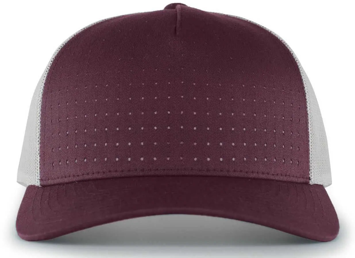 Pacific Headwear 105P Perforated 5 Panel Trucker Snapback Cap - Dark Maroon Silver Dark Maroon - Maroon Light Gray