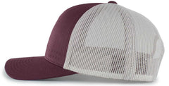Pacific Headwear 105P Perforated 5 Panel Trucker Snapback Cap Dark Maroon Silver Dark Maroon Maroon Light Gray / 7’’ 7