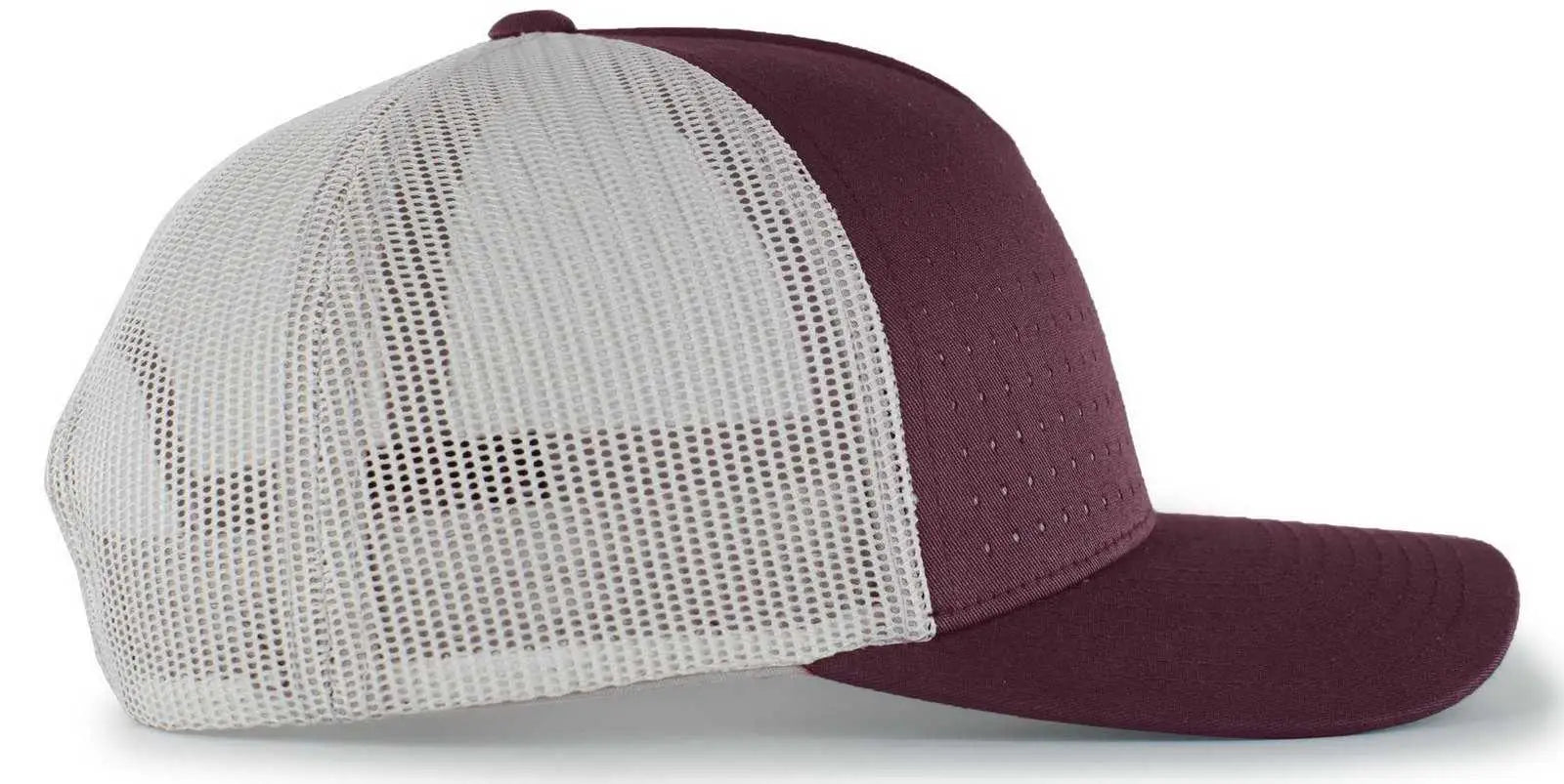 Pacific Headwear 105P Perforated 5 Panel Trucker Snapback Cap - Dark Maroon Silver Dark Maroon - Maroon Light Gray