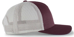 Pacific Headwear 105P Perforated 5 Panel Trucker Snapback Cap Dark Maroon Silver Dark Maroon Maroon Light Gray / 7’’ 7