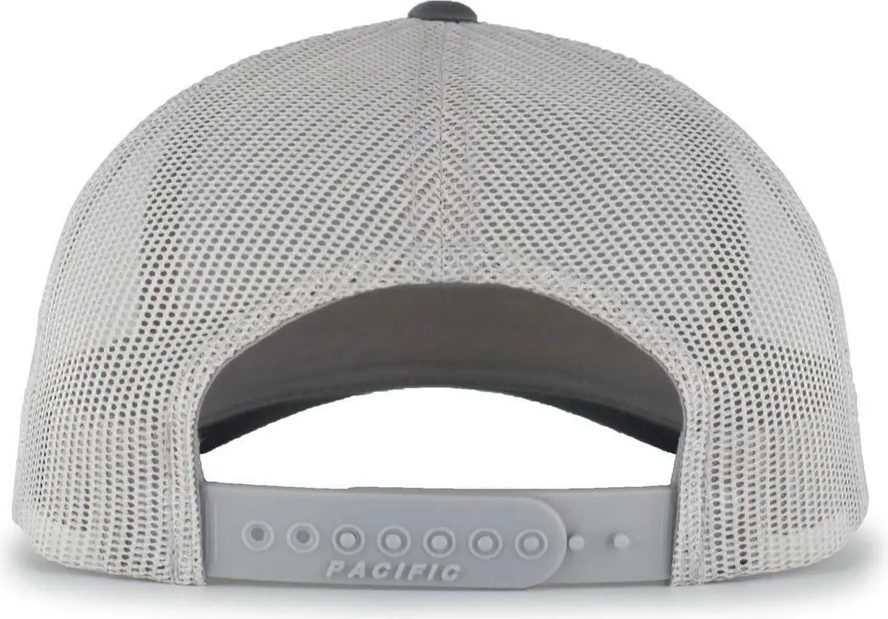 Pacific Headwear 105P Perforated 5-Panel Trucker Snapback Cap - Graphite Silver Graphite - Dark Gray Light Gray / 7’’