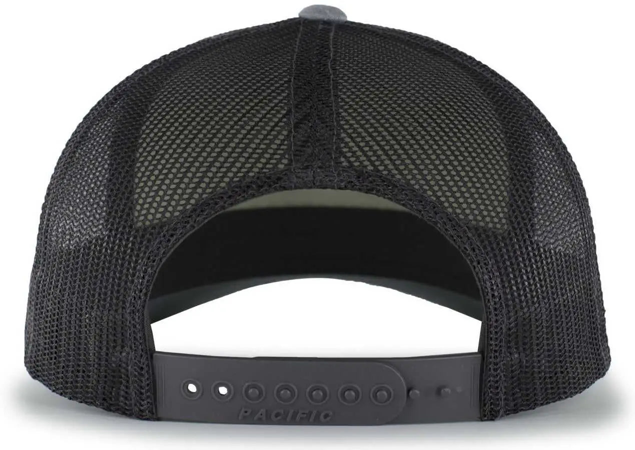 Pacific Headwear 105P Perforated 5-Panel Trucker Snapback Cap - Heather Gray Light Charcoal Acid Green - Gray Light