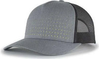 Pacific Headwear 105P Perforated 5 Panel Trucker Snapback Cap Heather Gray Light Charcoal Acid Green Gray Light Gray