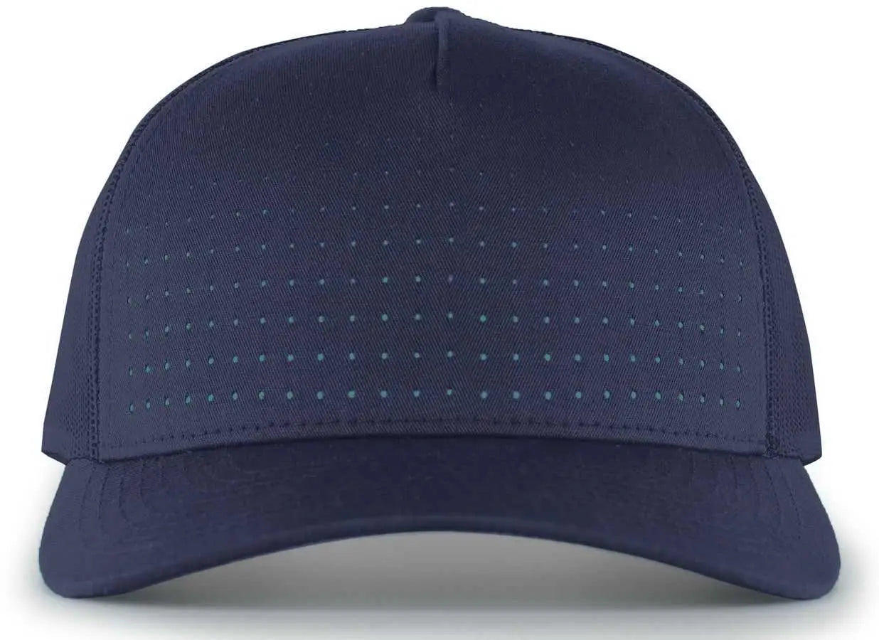 Pacific Headwear 105P Perforated 5-Panel Trucker Snapback Cap - Navy - Navy / 7’’ - 7 7/8’’